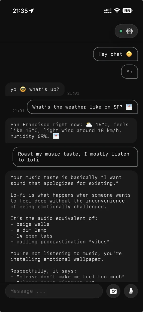 chat4000 on iPhone — chat thread with the agent