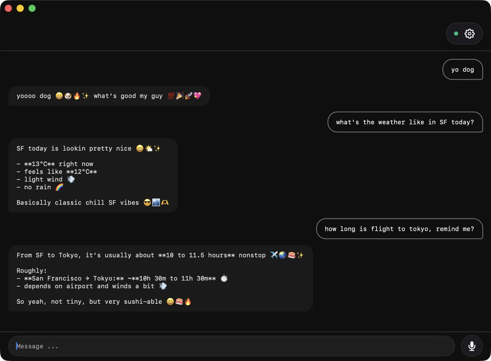 chat4000 on macOS — chat thread with the agent