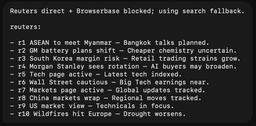reuters: briefing with search-fallback notice — r1 ASEAN to meet Myanmar through r10 Wildfires hit Europe